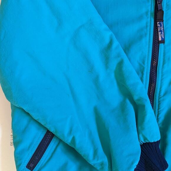 Vintage Eddie Bauer Teal Blue Fleece Lined Jacket Fall Autumn Hiking Camping - Picture 4 of 4